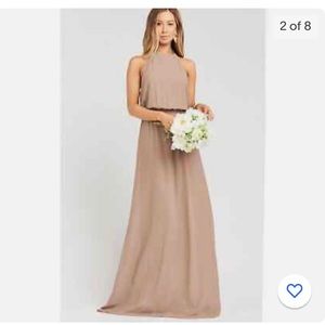 Show Me Your MuMu NWT Heather Halter Dune Chiffon Dress M. Very long- tall